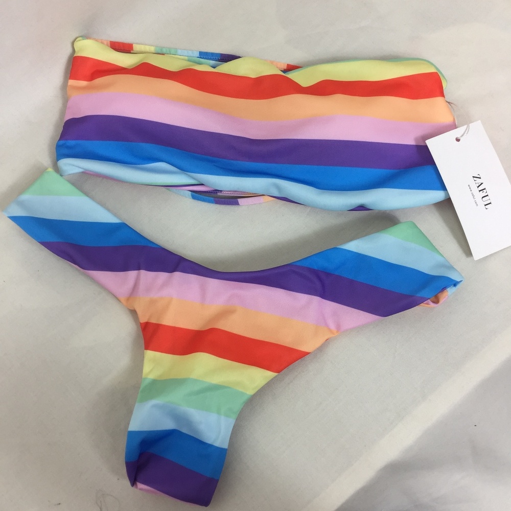 Zaful Rainbow Tube top Bikini